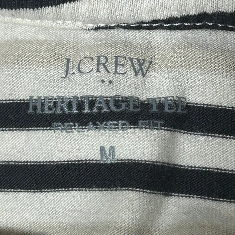 J.Crew Heritage Tee Mens M Striped Relaxed  Short Sleeve Crew Neck Black Beige